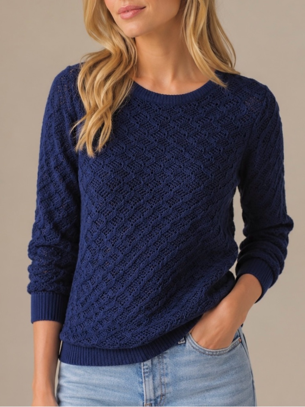 Forever 21 Sweater • Essentials Open Knit Chunky Royal Blue Jrs Small EUC OBO